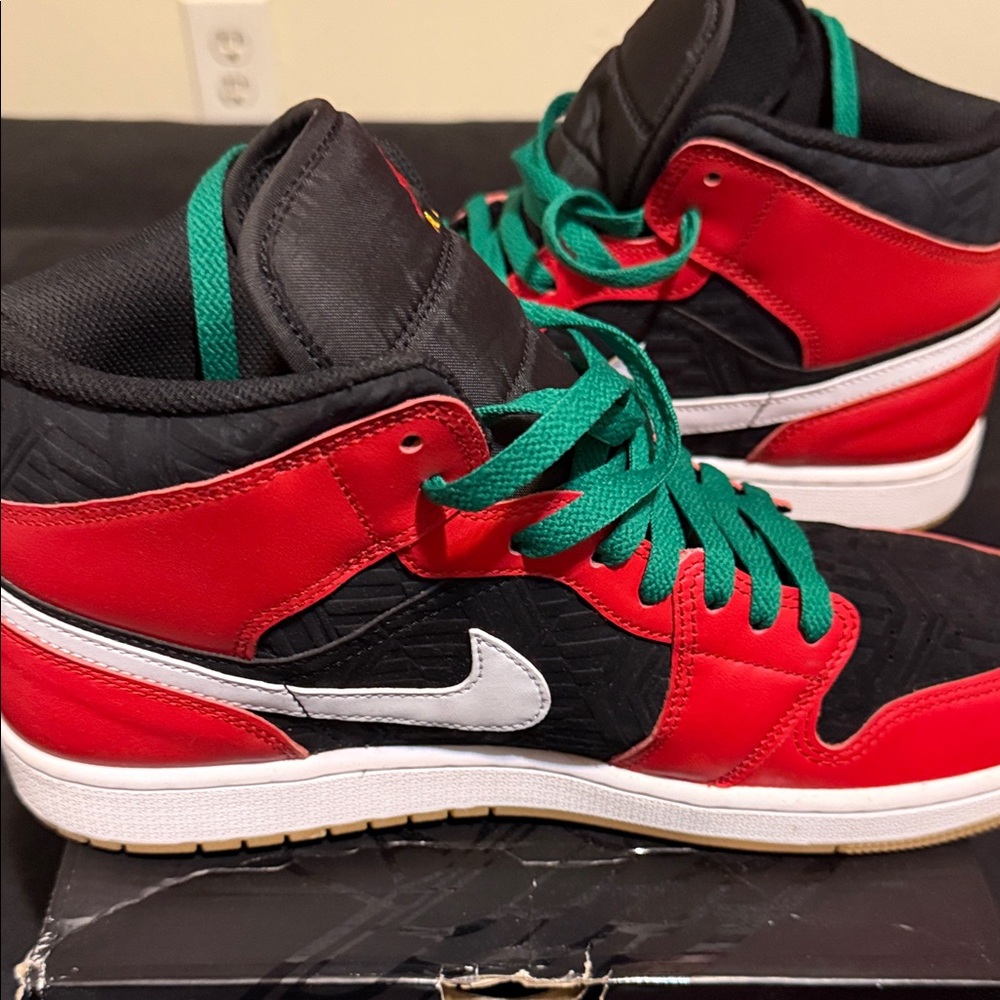 Jordan Black and Red Sneakers with Malachite Accents - Picture 8 of 9